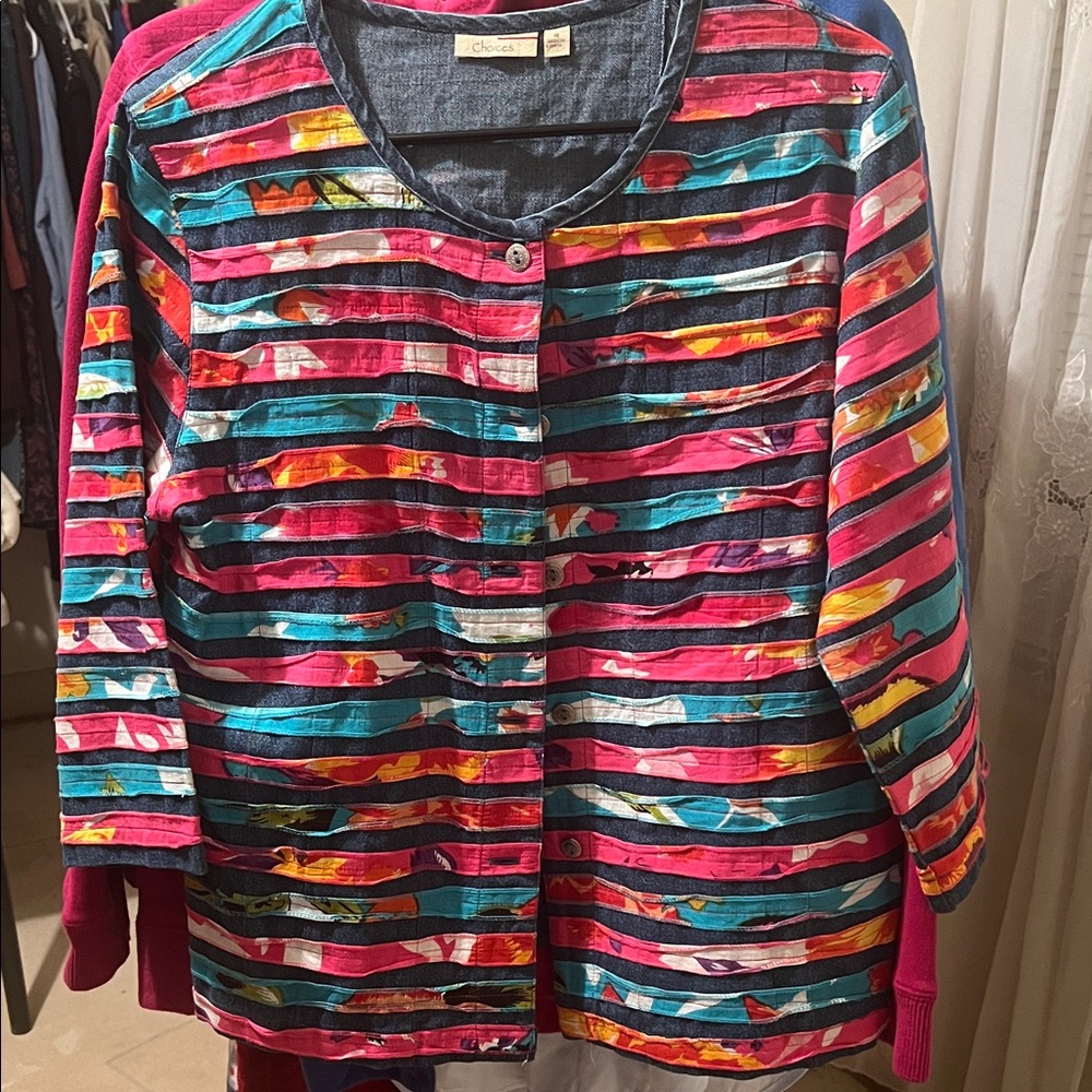 Colorful Striped Button-Up Jacket